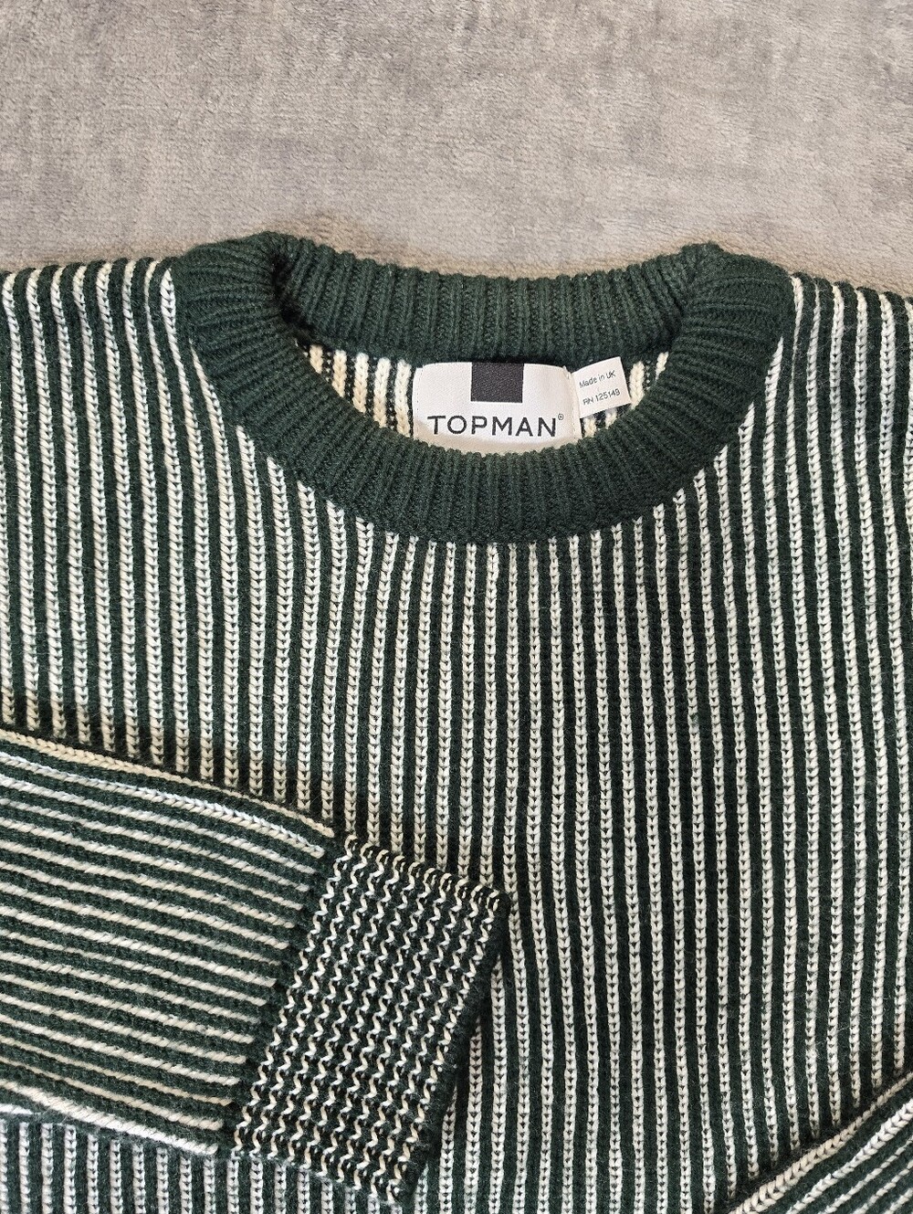 Vintage Topman Green Ribbed Acrylic Knit Sweater Size Small Made In UK